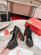 CL Platforms Movida Jane 130 mm Glitter Leather Black