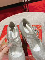 CL Platforms Movida Jane 130 mm Glitter Leather Silver