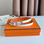 HM GAMMA BUCKLE & REVERSIBLE WHITE AND ORANGE LEATHER STRAP 13MM SILVER HARDWARE