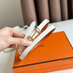 HM GAMMA BUCKLE & REVERSIBLE WHITE AND ORANGE LEATHER STRAP 13MM GOLD HARDWARE