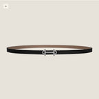 HM GAMMA BUCKLE & REVERSIBLE KHAKI BROWN AND BLACK LEATHER STRAP 13MM SILVER HARDWARE