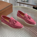 lp dot sole walk loafer pink red suede