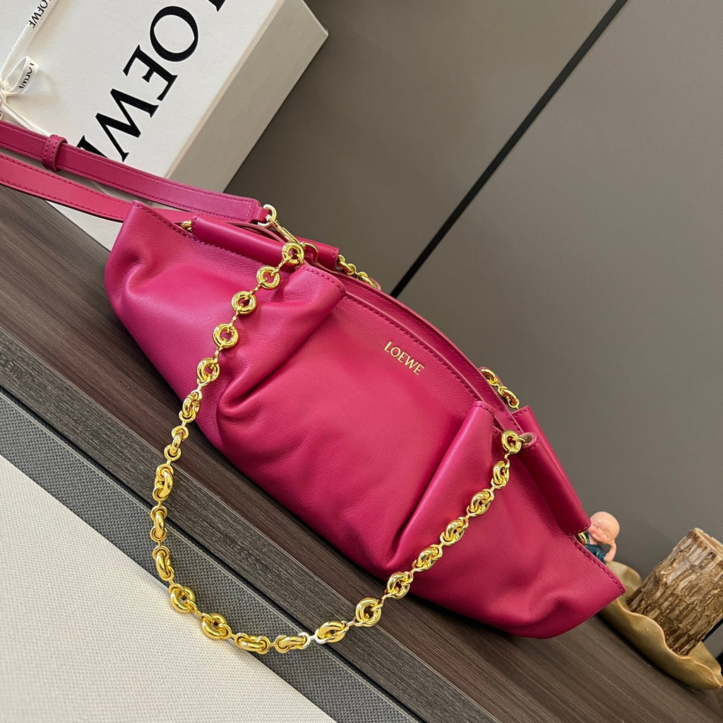 Loewe Small Dumpling Bag 35 Dark Pink Calfskin 280641