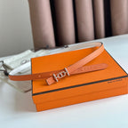HM ANCRE BUCKLE & REVERSIBLE WHITE AND ORANGE LEATHER STRAP 13MM COPPER HARDWARE