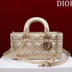 medium lady d-joy 26 beige metalic lambskin