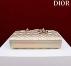 medium lady d-joy 26 beige metalic lambskin