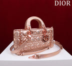 medium lady d-joy 26 rose metalic lambskin