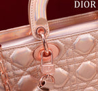 medium lady d-joy 26 rose metalic lambskin