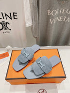 CLASSIC H BUCKLE SANDALS PASTEL BLUE LAMBSKIN