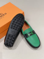 HM Men's Loafer Green Cowhide 557570