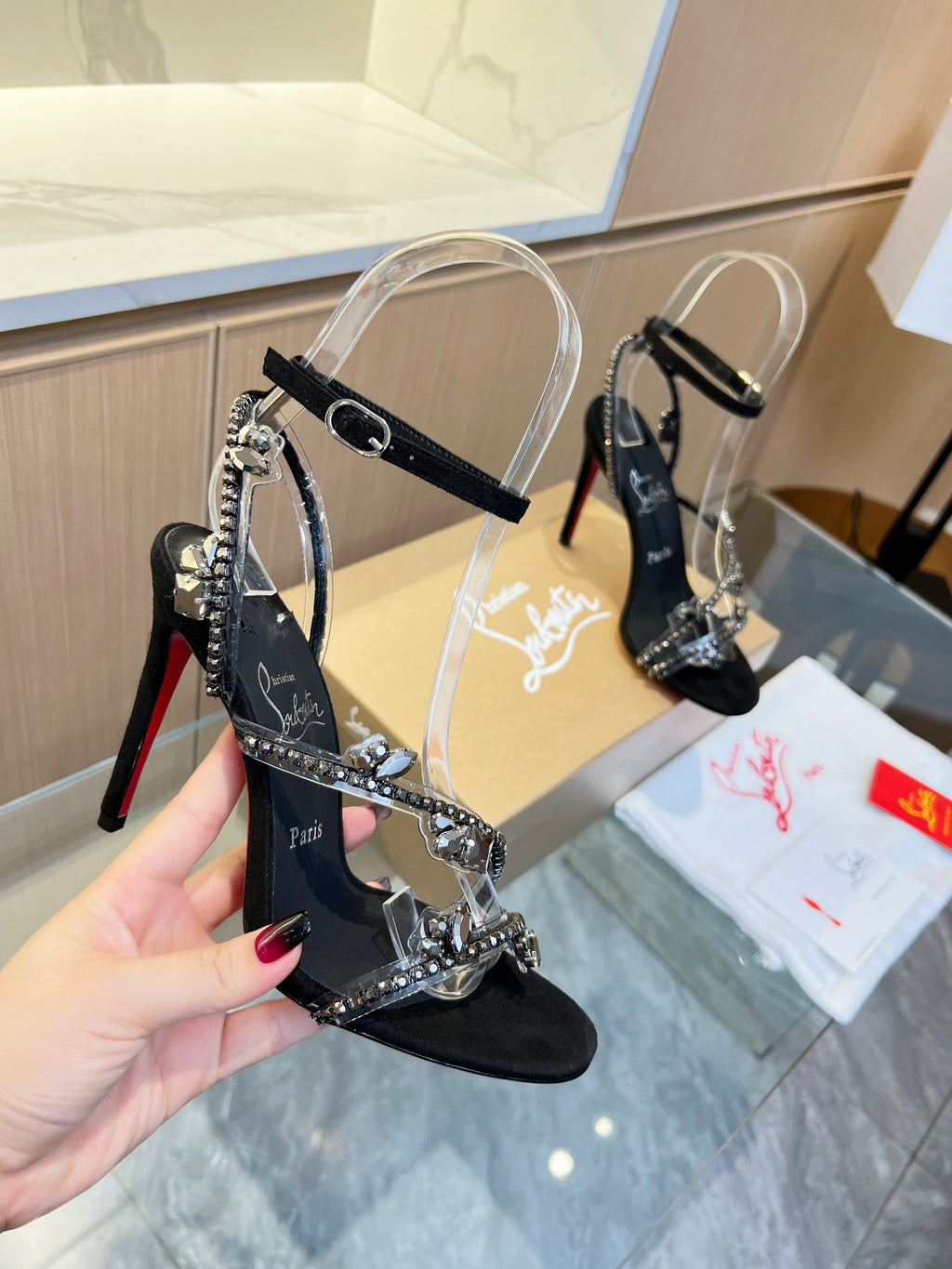 CL Joli Queen Crystal Embellished Sandal Imported PVC and Creo Rhinestones 251029