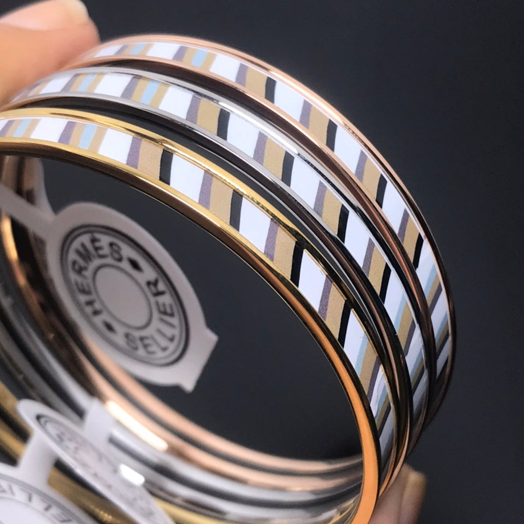 H Enamel Bangle White Bracelet