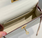 HM Mini Kelly 19cm Cream Gold Epsom Silver Hardware