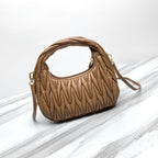 miu wander hobo medium 23cm brown metalasse lambskin