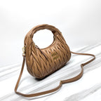 miu wander hobo medium 23cm brown metalasse lambskin
