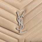 LOULOU MEDIUM 32 BEIGE QUILTED LEATHER SILVER HARDWARE