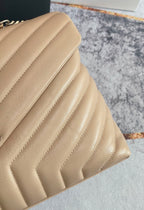 LOULOU MEDIUM 32 BEIGE QUILTED LEATHER SILVER HARDWARE