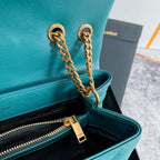 LOULOU MEDIUM 32 TURQUOISE GREEN QUILTED LEATHER GOLD HARDWARE