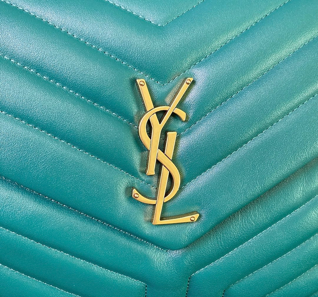 LOULOU MEDIUM 32 TURQUOISE GREEN QUILTED LEATHER GOLD HARDWARE