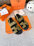 HM Genius Sandal Moss Green Brown Suede 963540