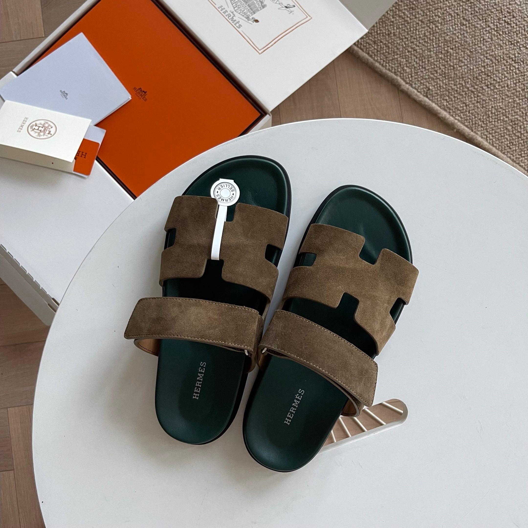 HM Men's Chypre Slide Moss Green Suede 538604