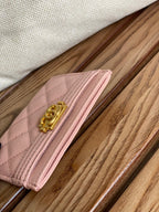 cc boy 11cm card holder pink caviar gold hardware