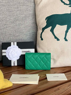 cc small wallet 11cm dark green caviar light gold hardware