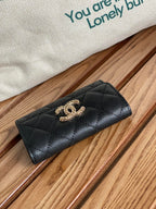 cc small wallet 11cm black caviar light gold hardware