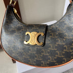 Celine Ava Bag 23cm Triomphe Canvas Brown Calfskin