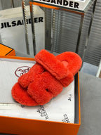 HM Chypre Sandal Red Orange Fleece Wool  953868