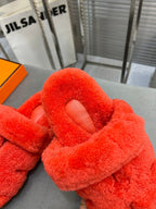 HM Chypre Sandal Red Orange Fleece Wool  953868