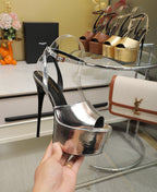 SL SUPER HIGH HEELS SANDAL SILVER CALFSKIN