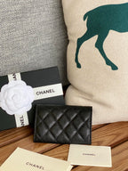 cc small wallet 11cm black caviar gold hardware