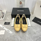 ballet flat beige black quilted calfskin