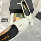 ballet flat white black quilted calfskin