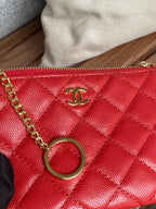 cc zipped wallet 14cm red caviar gold hardware