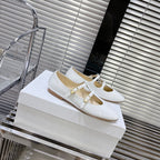 FLAT SANDALS WITH DOUBLE STRAP-DESIGN LEATHER WHITE