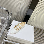 FLAT SANDALS WITH DOUBLE STRAP-DESIGN LEATHER WHITE