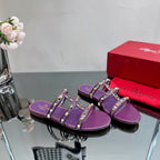 VT 25 Rockstud Flat Sandals Purple  PVC Sheepskin