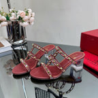 VT 25 Rockstud Sandals 65mm Ruby Red PVC Sheepskin 331960