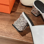 GLAM MULE 60 WHITE LAMBSKIN