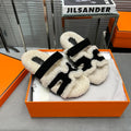 HM Chypre Sandal In Black Suede And Fleece Lining 953829