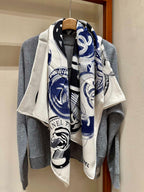 CC Square Scarf 140 CM In White Colorful Cashmere And Silk 418149