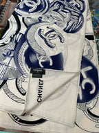 CC Square Scarf 140 CM In White Colorful Cashmere And Silk 418149