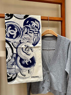 CC Square Scarf 140 CM In White Colorful Cashmere And Silk 418149