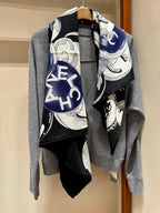 CC Square Scarf 140 CM In Black Colorful Cashmere And Silk 418150