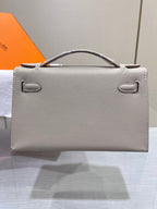 HM KELLY POCHETTE 22CM GREY SWIFT GOLD HARDWARE