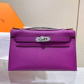 HM KELLY POCHETTE 22CM PURPLE SWIFT SILVER HARDWARE