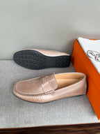 HM Men's Moccasins Loafer Pink Nude Cowhide 565857