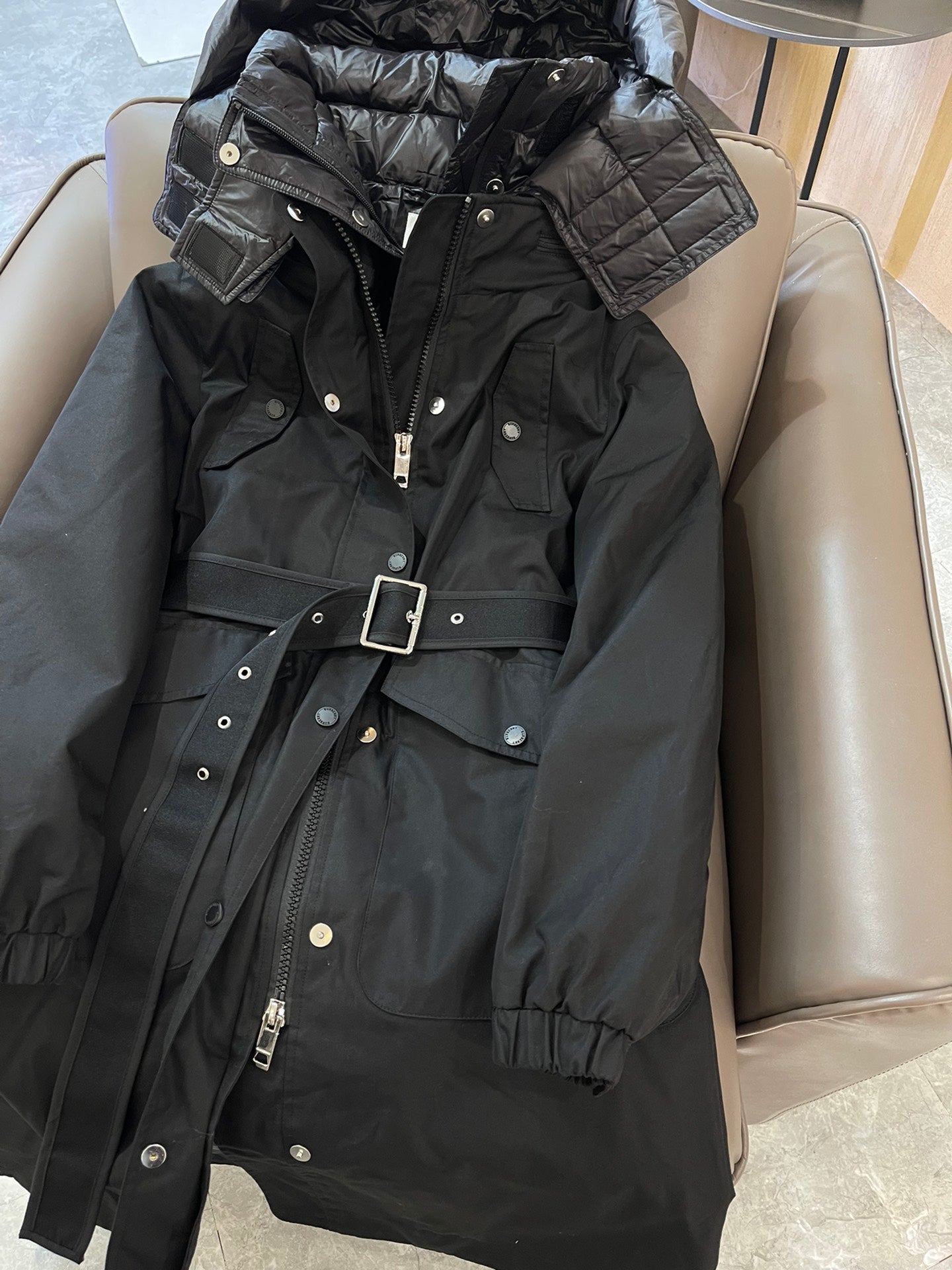Burberry 25 Trench Coat Two-piece Set Black Cotton Down Nylon
